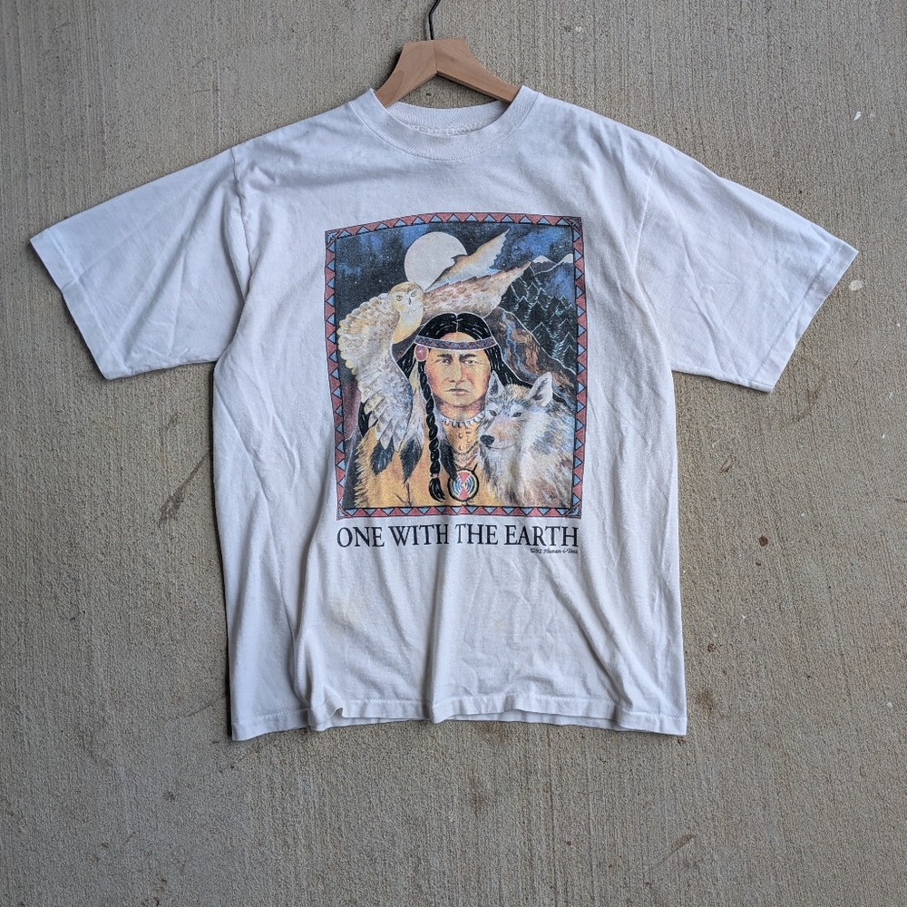 Vintage 90s Native American One With The Earth T-shirt